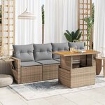 vidaXL Salon de jardin avec coussins 5 Pièces beige résine tressée