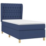 vidaXL Sommier à lattes de lit avec matelas Bleu 90x200 cm Tissu