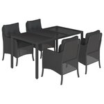 vidaXL Ensemble à manger de jardin coussins 5Pièces Noir Résine tressée