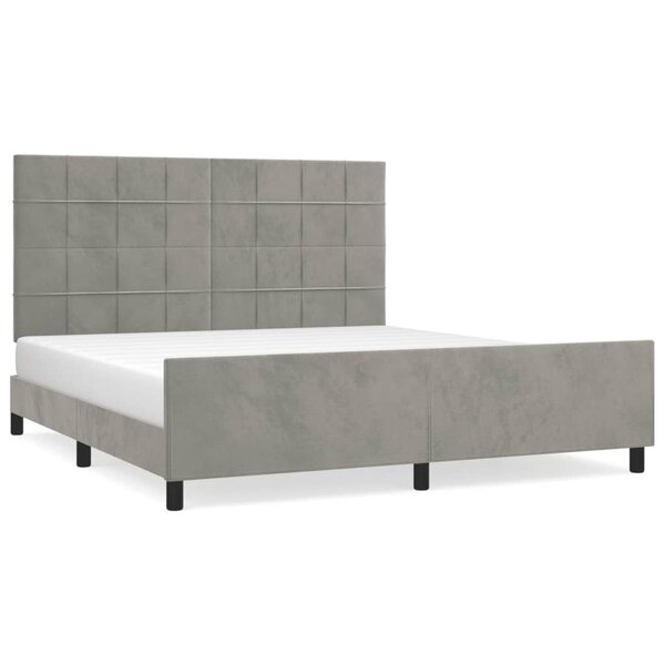 vidaXL Cadre de lit avec tête de lit Gris clair 160x200 cm Velours