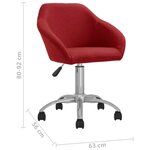 vidaXL Chaises pivotantes à manger lot de 2 rouge bordeaux tissu