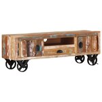 vidaXL Meuble TV avec roues 110x30x37 cm Bois de récupération massif