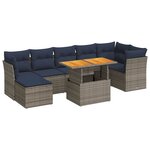 vidaXL Salon de jardin 8 Pièces avec coussins gris résine tressée