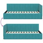 vidaXL Cadre de lit d'angle Turquoise 90 x 190 cm Velours