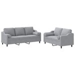 vidaXL Ensemble de canapés 2 Pièces coussins gris clair tissu