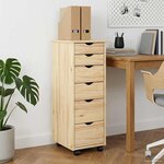 vidaXL Cabinet roulant Marron 34 x 39 x 93 5 cm Bois de Pin Massif