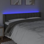 vidaXL Tête de lit à LED Gris foncé 183x16x78/88 cm Velours