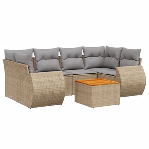 vidaXL Salon de jardin avec coussins 7 Pièces beige résine tressée