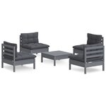 vidaXL Salon de jardin 5 Pièces avec coussins anthracite bois de pin