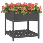 vidaXL Jardinière avec étagère Gris 82 5x82 5x81 cm Bois massif de pin