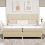 Lit à ressorts vidaXL avec matelas et LED Crème 200x200 cm Tissu