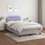 vidaXL Sommier à lattes de lit matelas LED gris clair 120x190 cm tissu