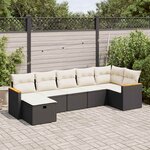 vidaXL Salon de jardin 7 Pièces avec coussins noir résine tressée