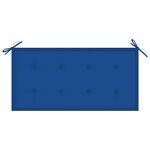vidaXL Banc de jardin et coussin bleu royal 112 cm Bois de teck massif