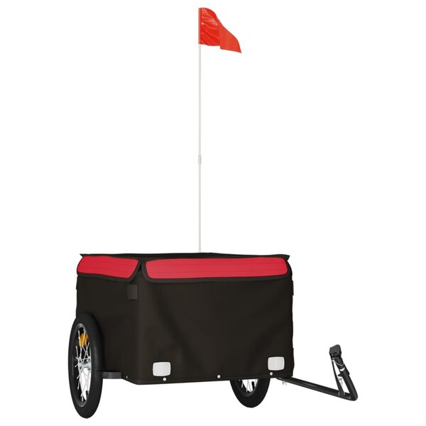 vidaXL Remorque de vélo noir et rouge 45 kg fer