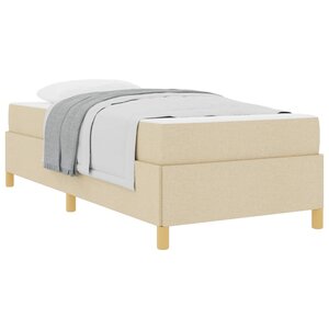 vidaXL Cadre de lit avec matelas Crème 100 x 200 cm tissu