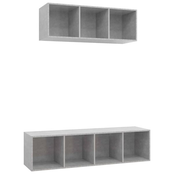 vidaXL Ensemble de meuble TV 2 Pièces Gris béton Aggloméré