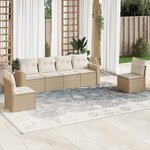 vidaXL Salon de jardin avec coussins 6 Pièces beige résine tressée