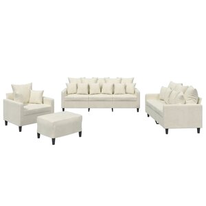 vidaXL Ensemble de canapés 4 Pièces avec coussins Crème Velours