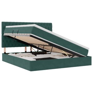 vidaXL Lit avec rangement et matelas Vert foncé 180 x 200 cm Velours