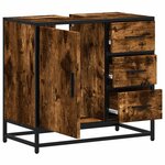 vidaXL Armoire de lavabo de salle de bain chêne fumé 65x33x60 cm
