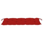 Vidaxl banc de jardin avec coussin rouge 120 cm bois de teck massif