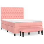 vidaXL Sommier à lattes de lit avec matelas Rose 140x200 cm Velours