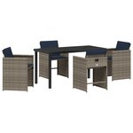 vidaXL Ensemble de salle à manger de jardin 5 pièces avec des coussins en rotin synthétique gris.