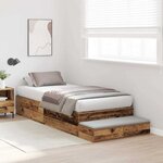 vidaXL Cadre de lit de rangement en vieux bois 75x190 cm