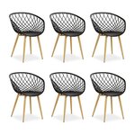 Chaise de jardin avec accoudoirs Noir Lot de 6