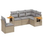 vidaXL Salon de jardin avec coussins 5 Pièces beige résine tressée