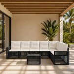 vidaXL Ensemble de canapé de jardin 8 pc Noir et blanc crème polyrotin
