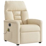 vidaXL Fauteuil inclinable de massage électrique crème tissu