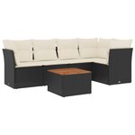 vidaXL Salon de jardin 6 Pièces avec coussins noir résine tressée