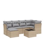 vidaXL Salon de jardin avec coussins 7Pièces mélange beige résine tressée