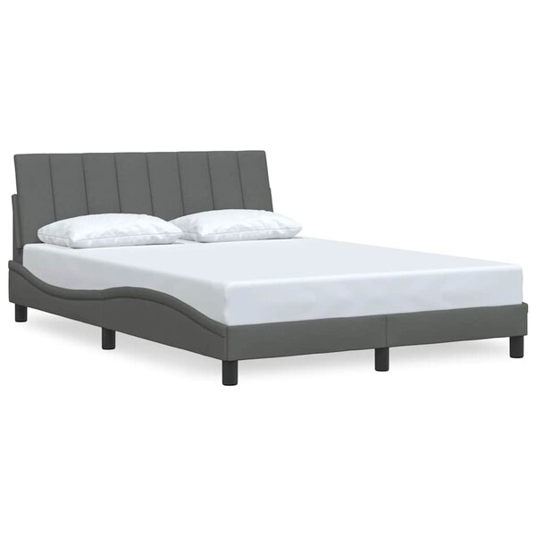 vidaXL Cadre de lit sans matelas Hanko gris foncé 140x200 cm tissu