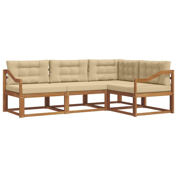 vidaXL Ensemble de canapés d'extérieur 4 Pièces Naturel et Beige