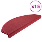 vidaXL Tapis d'escalier 15 Pièces Rouge bordeaux 65 x 24 x 4 cm