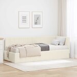 vidaXL Cadre de lit d'angle avec matelas Crème 80 x 200 cm Velours