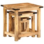 vidaXL Tables d'appoint gigognes 3 Pièces bois de manguier massif brut