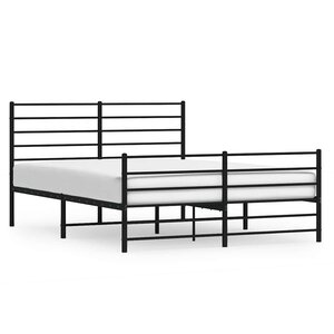 vidaXL Cadre de lit métal sans matelas avec pied de lit noir 135x190cm