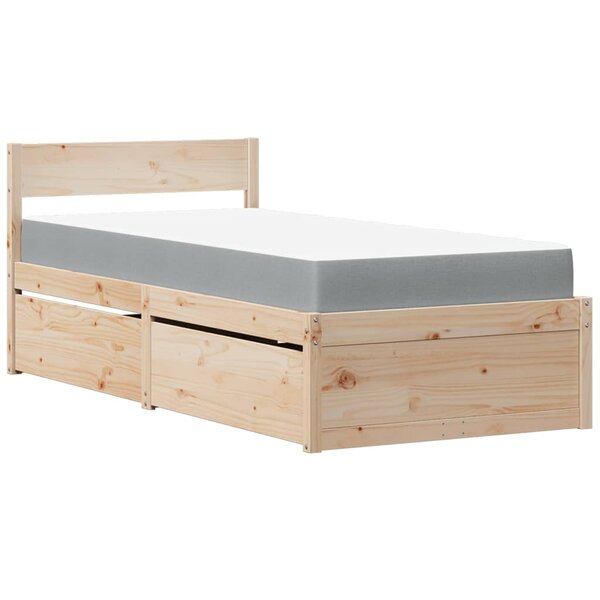 vidaXL Lit avec tiroirs et matelas 100x200 cm bois massif de pin