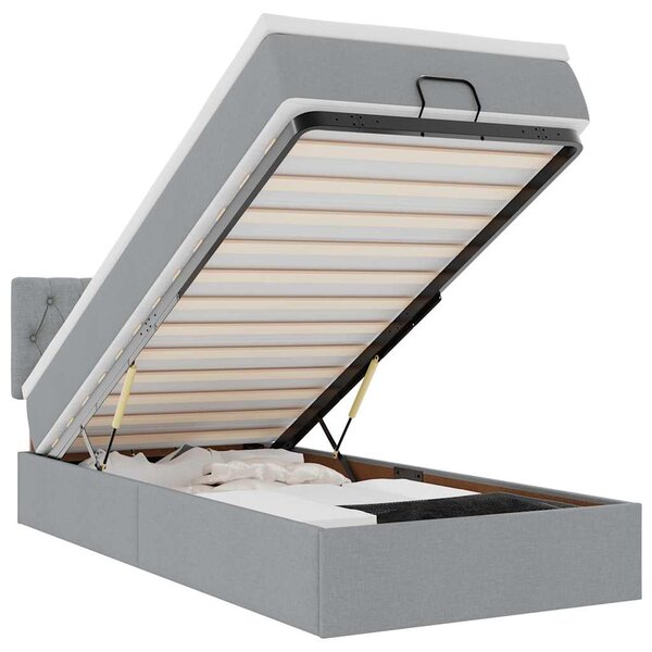 vidaXL Lit ottoman avec matelas gris clair 100x200 cm tissu