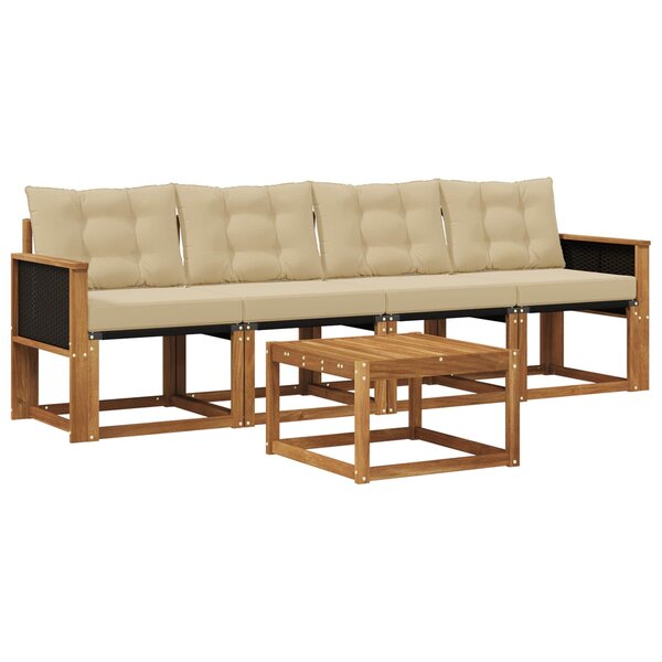vidaXL Ensemble de canapés d'extérieur 5 pc Naturel et Beige