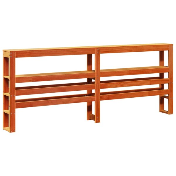 vidaXL Tête de lit avec étagères marron cire 180 cm bois massif de pin
