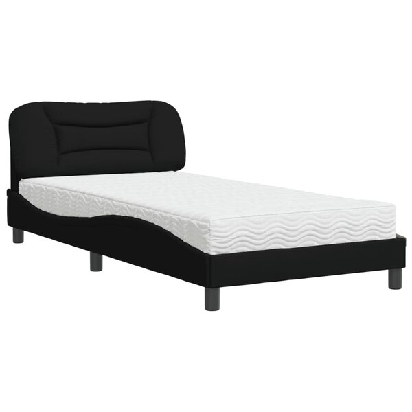 vidaXL Lit avec matelas noir 100x200 cm tissu
