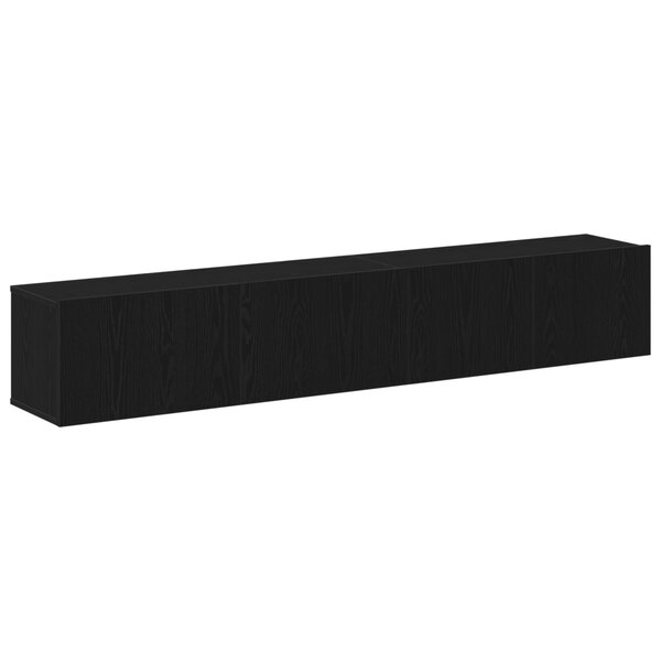 Ensemble de meuble TV 2 pièces noir en bois d'ingénierie