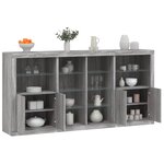 vidaXL Buffet avec lumières LED sonoma gris 202x37x100 cm