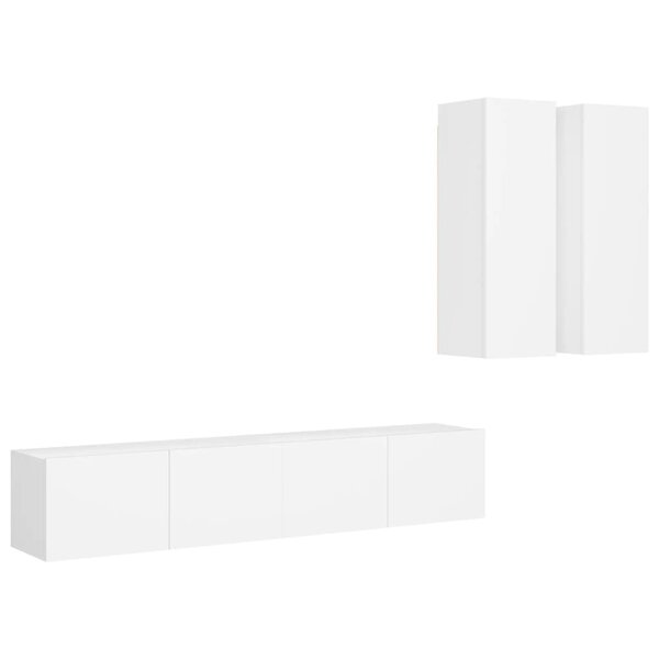 vidaXL Ensemble de meubles TV 4 Pièces Blanc Bois d'ingénierie