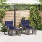 vidaXL Ensemble de meubles d'extérieur 11 Pièces Gris et bleu marine